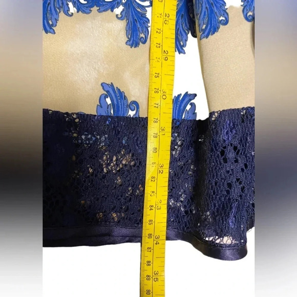 Bicotone Baroque Print Lace Detail Fit and Flare Dress - Picture 8 of 8